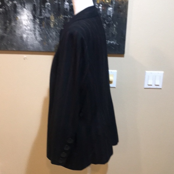 Lane Bryant Navy with Red Pin Stripes Hidden Button Front Blazer w/Pockets-18 - Picture 2 of 8